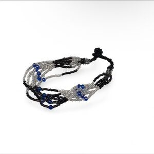 Elegant Beaded Bracelet in Black and Blue